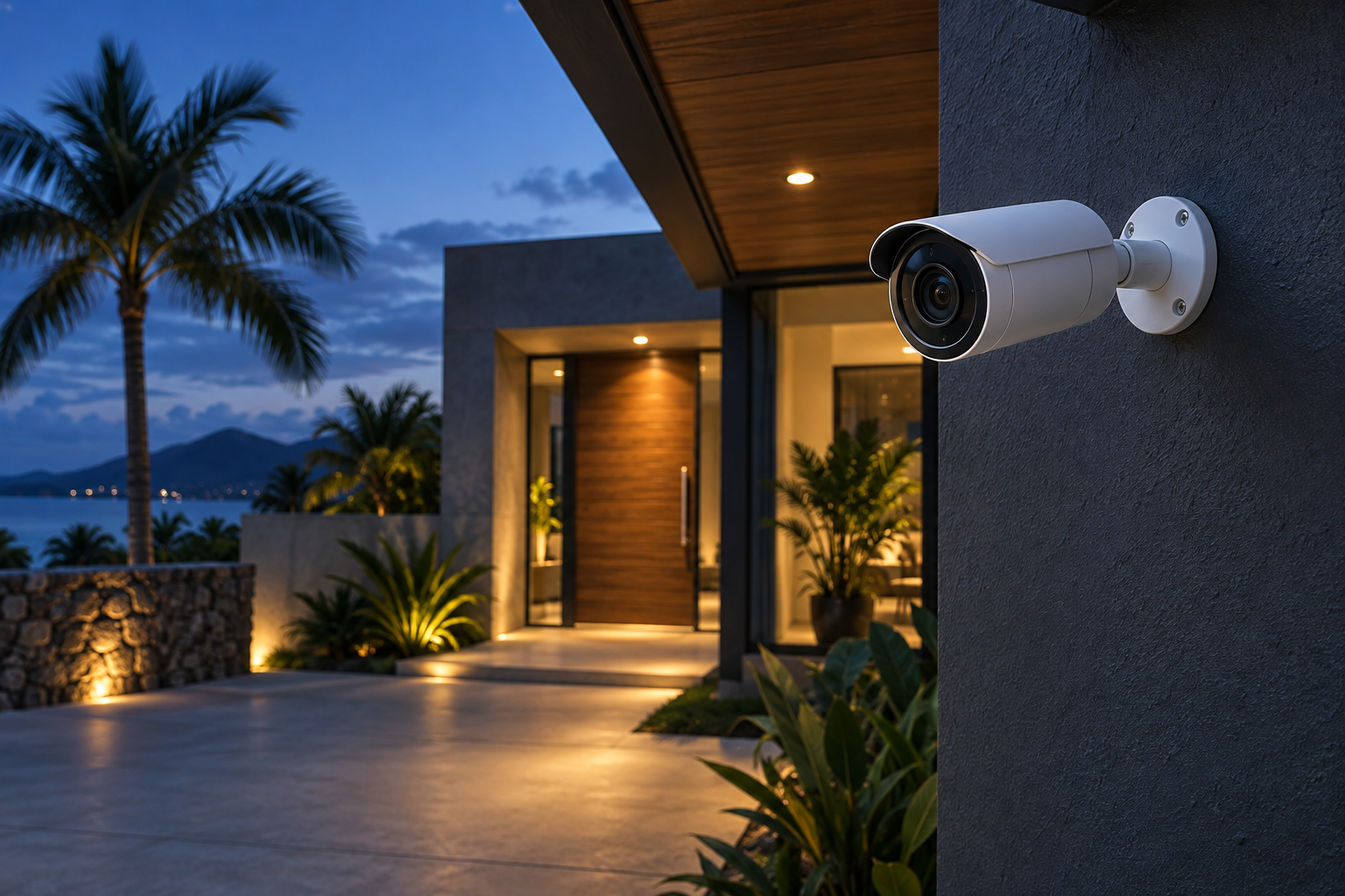 Imagen ilustrativa de una cámara de seguridad instalada en el exterior de una vivienda
